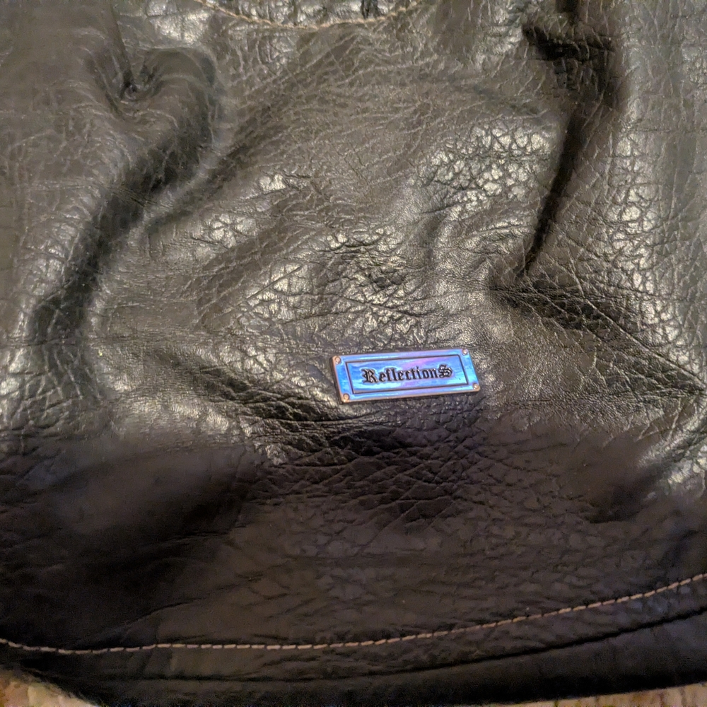 Y2K Reflections Black Faux Leather Slouch Hobo Bag – Shoulder Purse - Picture 2 of 7